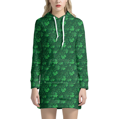 Irish Leaf St. Patrick's Day Print Hoodie Dress