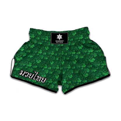 Irish Leaf St. Patrick's Day Print Muay Thai Boxing Shorts