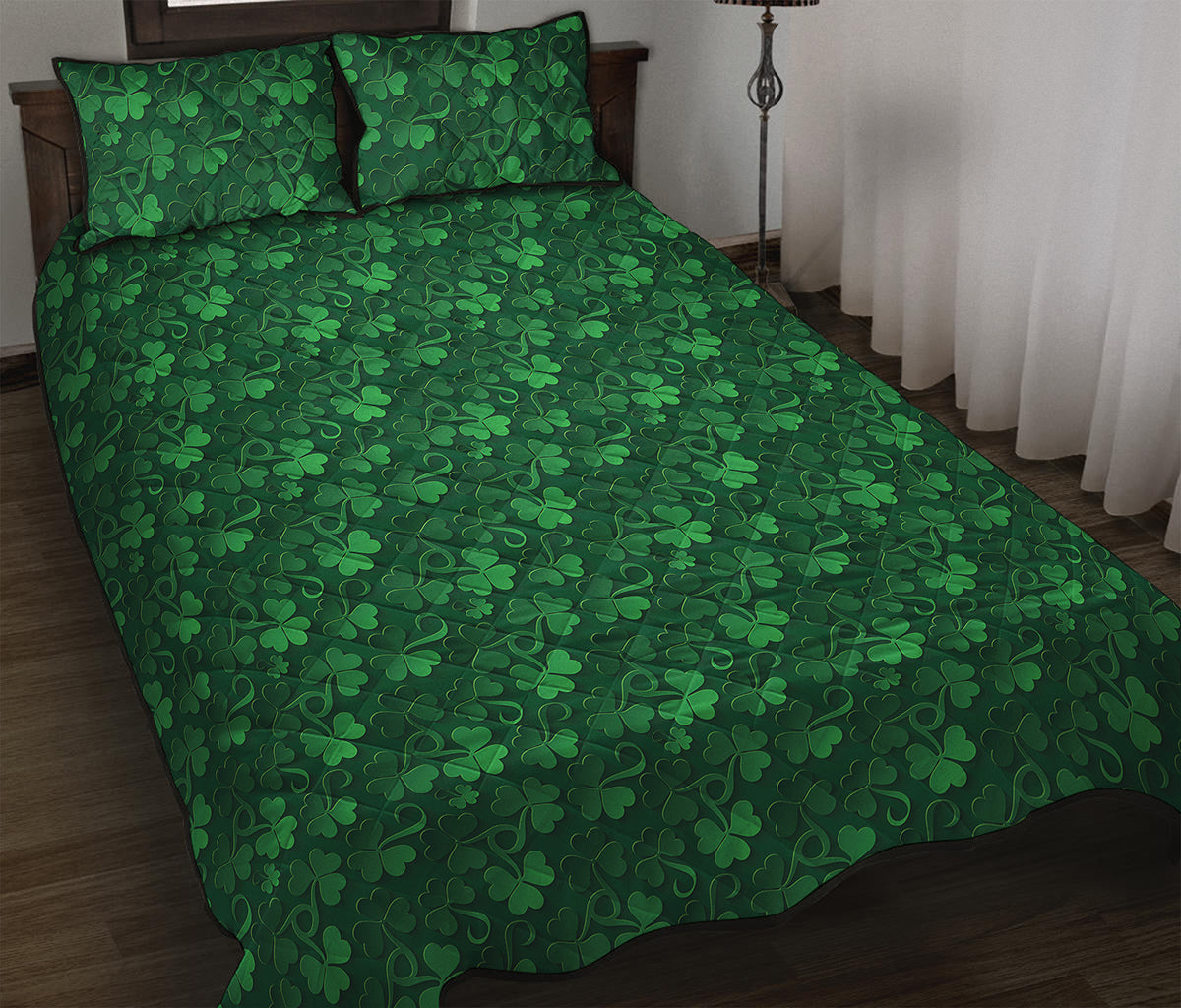 Irish Leaf St. Patrick's Day Print Quilt Bed Set