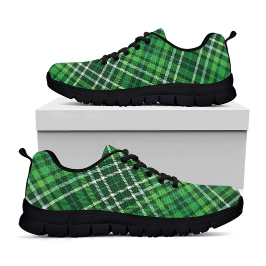 Irish Plaid Pattern Print Black Sneakers