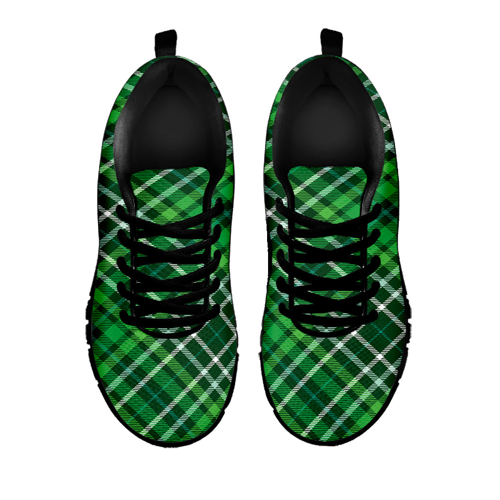 Irish Plaid Pattern Print Black Sneakers