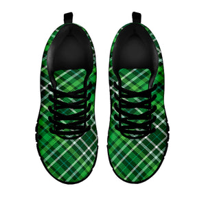 Irish Plaid Pattern Print Black Sneakers