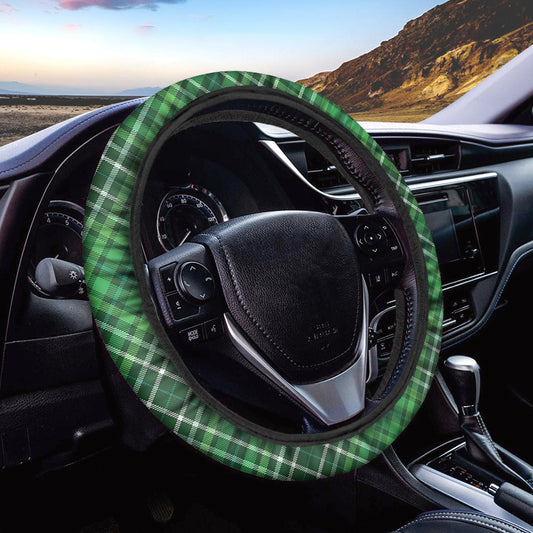 Irish Plaid Pattern Print Car Steering Wheel Cover