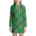 Irish Plaid Pattern Print Pullover Hoodie Dress