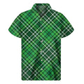 Irish Plaid Pattern Print Men's Short Sleeve Shirt