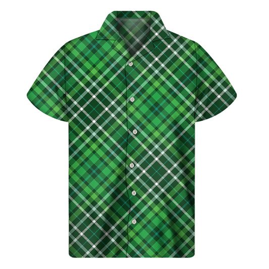 Irish Plaid Pattern Print Men's Short Sleeve Shirt