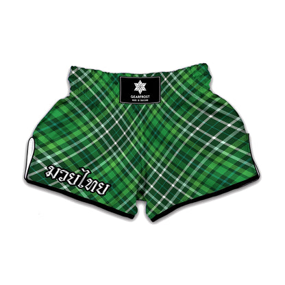 Irish Plaid Pattern Print Muay Thai Boxing Shorts