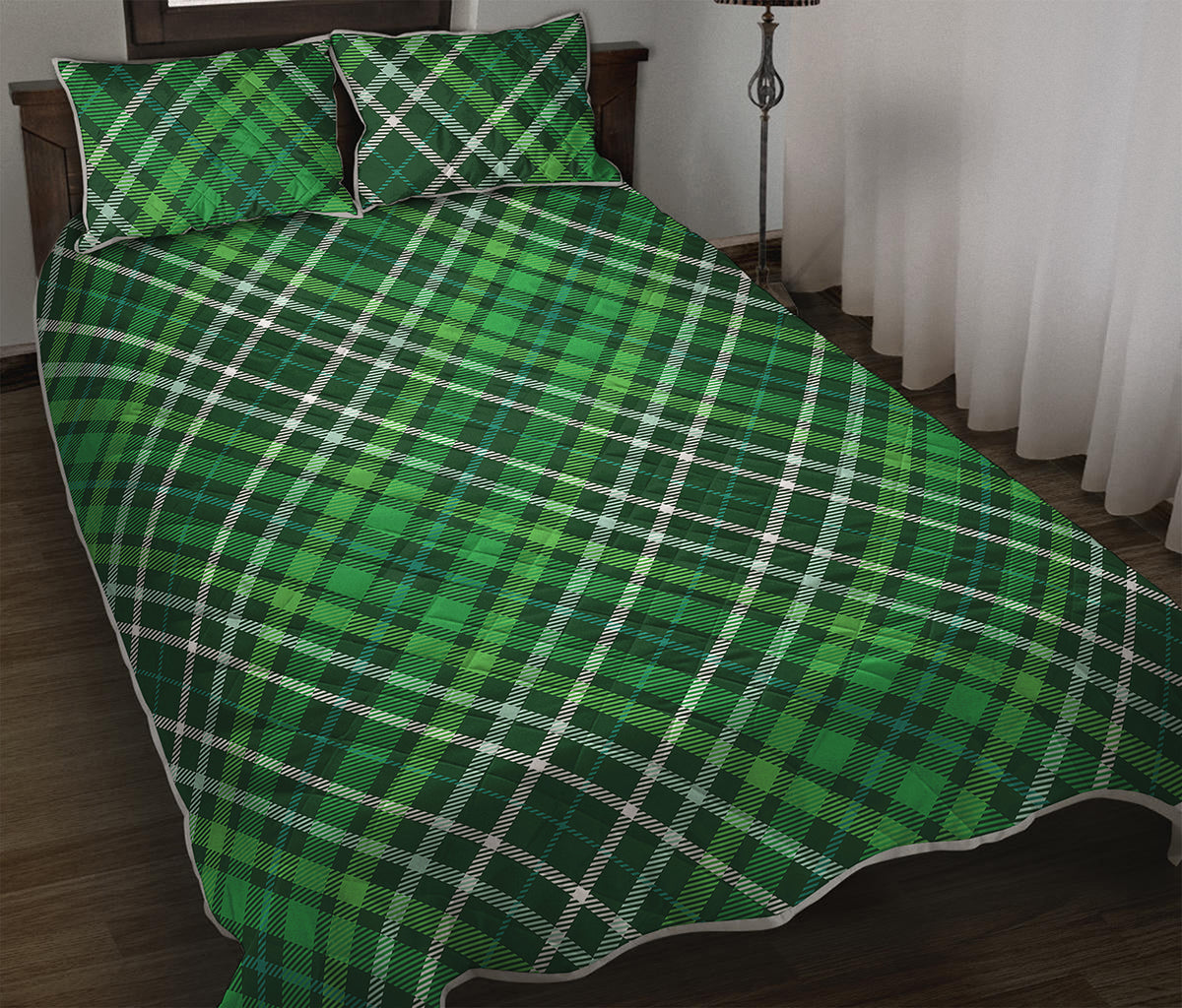Irish Plaid Pattern Print Quilt Bed Set