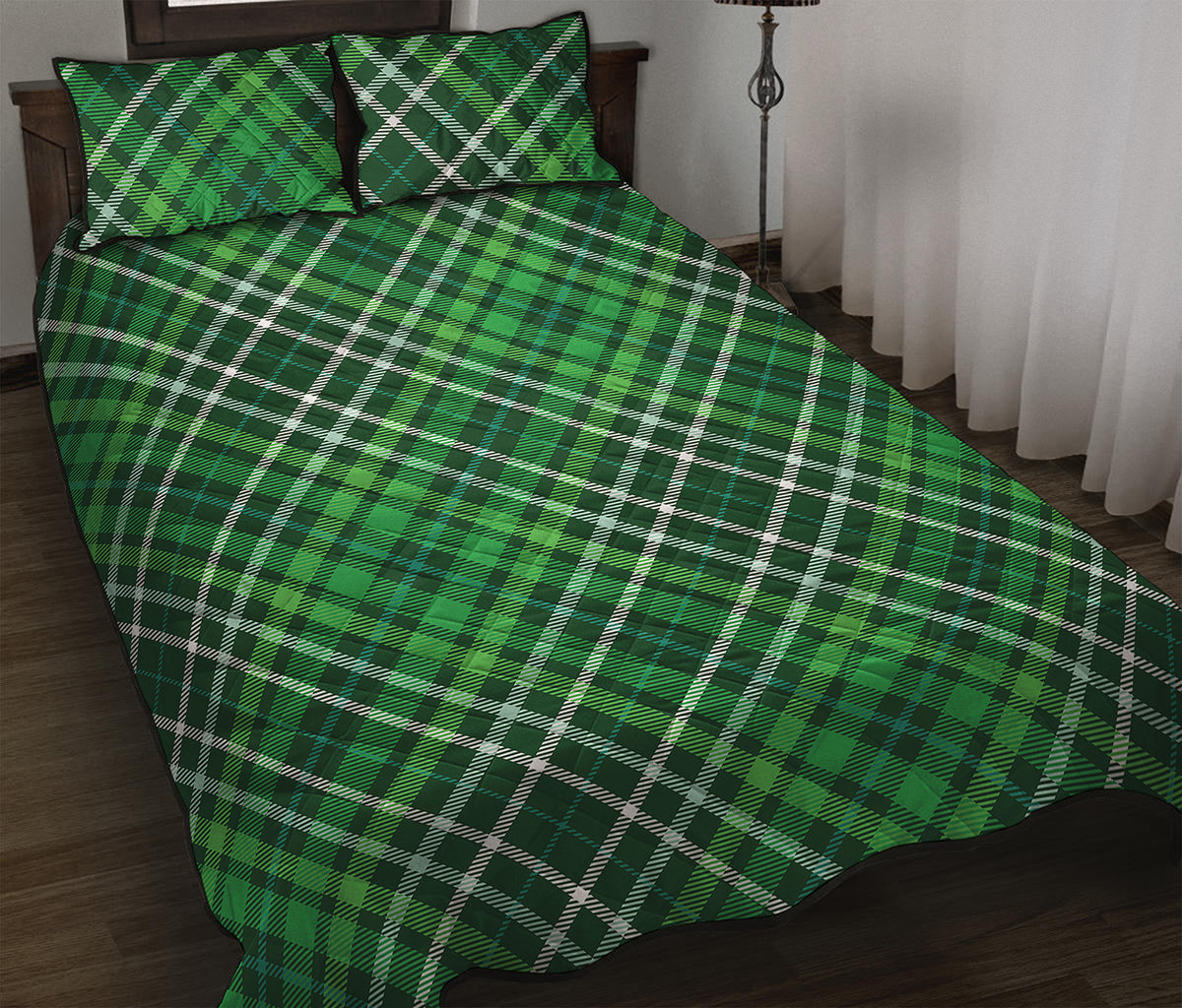 Irish Plaid Pattern Print Quilt Bed Set
