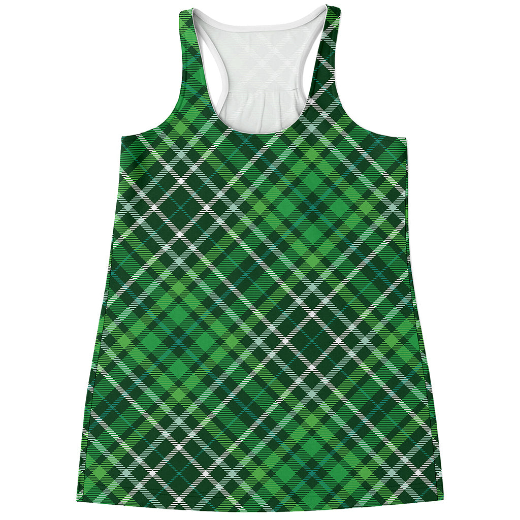 Irish Plaid Pattern Print Women's Racerback Tank Top