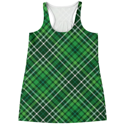 Irish Plaid Pattern Print Women's Racerback Tank Top