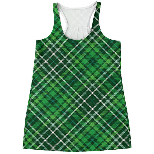 Irish Plaid Pattern Print Women's Racerback Tank Top