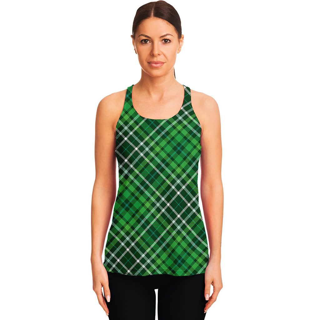 Irish Plaid Pattern Print Women's Racerback Tank Top