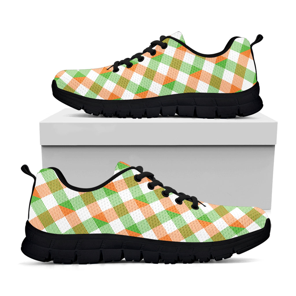 Irish Plaid Saint Patrick's Day Print Black Sneakers