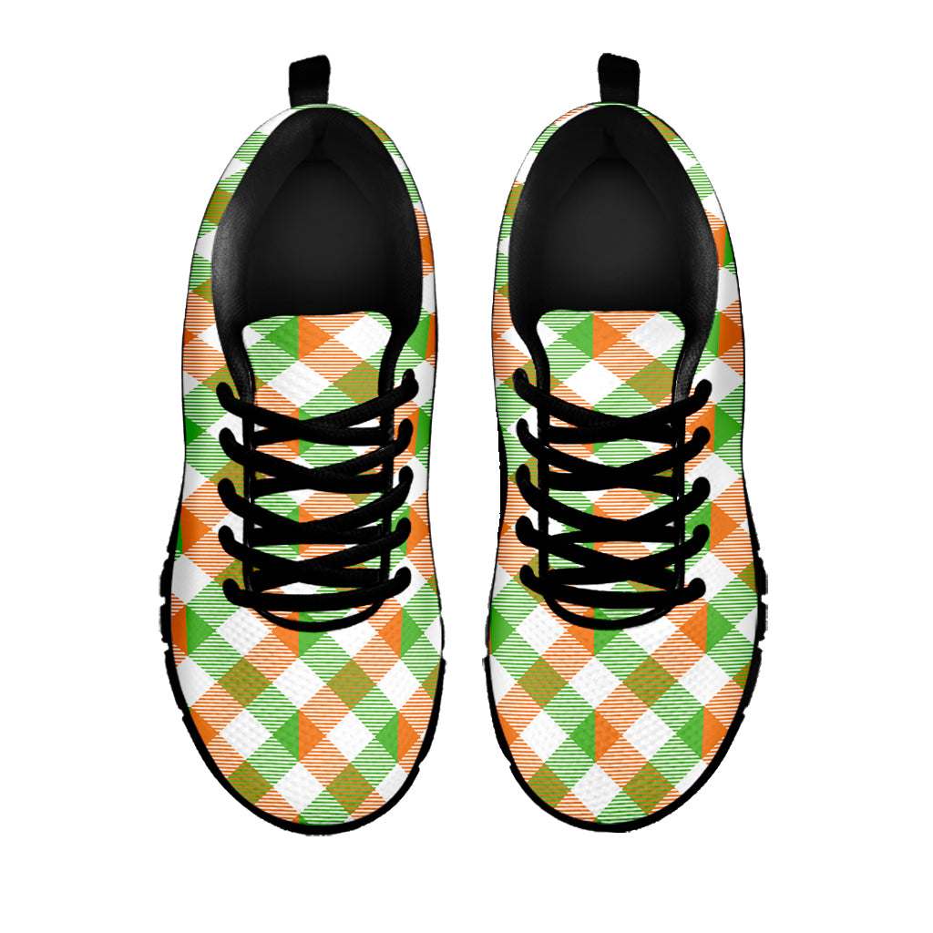 Irish Plaid Saint Patrick's Day Print Black Sneakers