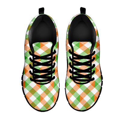 Irish Plaid Saint Patrick's Day Print Black Sneakers