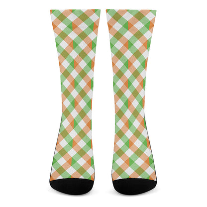 Irish Plaid Saint Patrick's Day Print Crew Socks