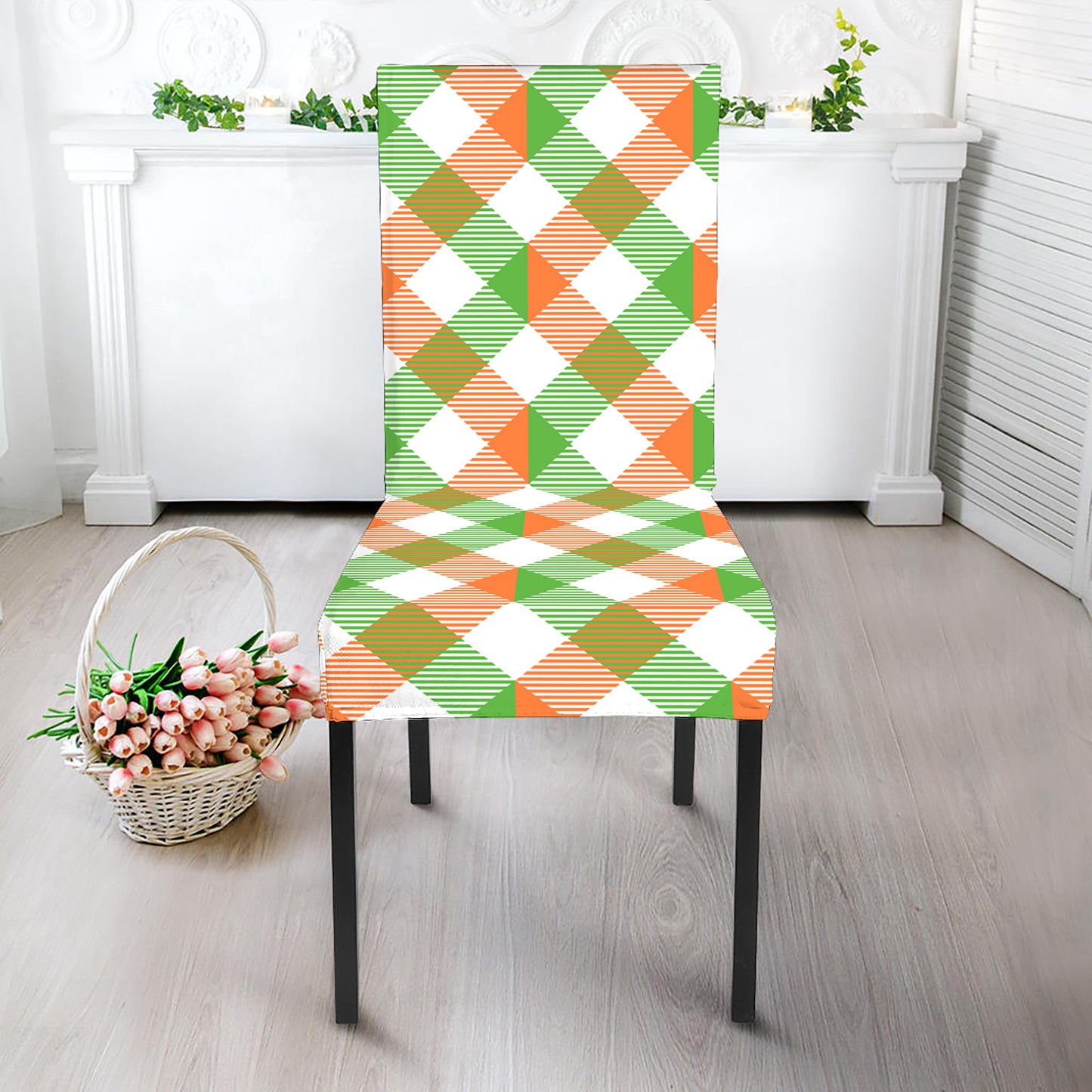 Irish Plaid Saint Patrick's Day Print Dining Chair Slipcover