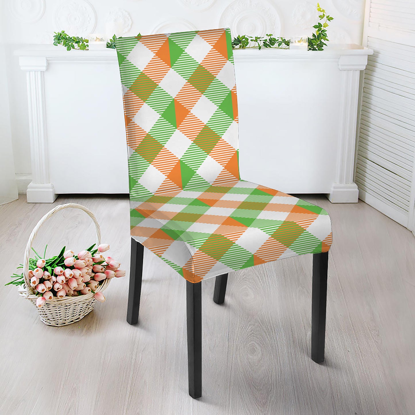 Irish Plaid Saint Patrick's Day Print Dining Chair Slipcover