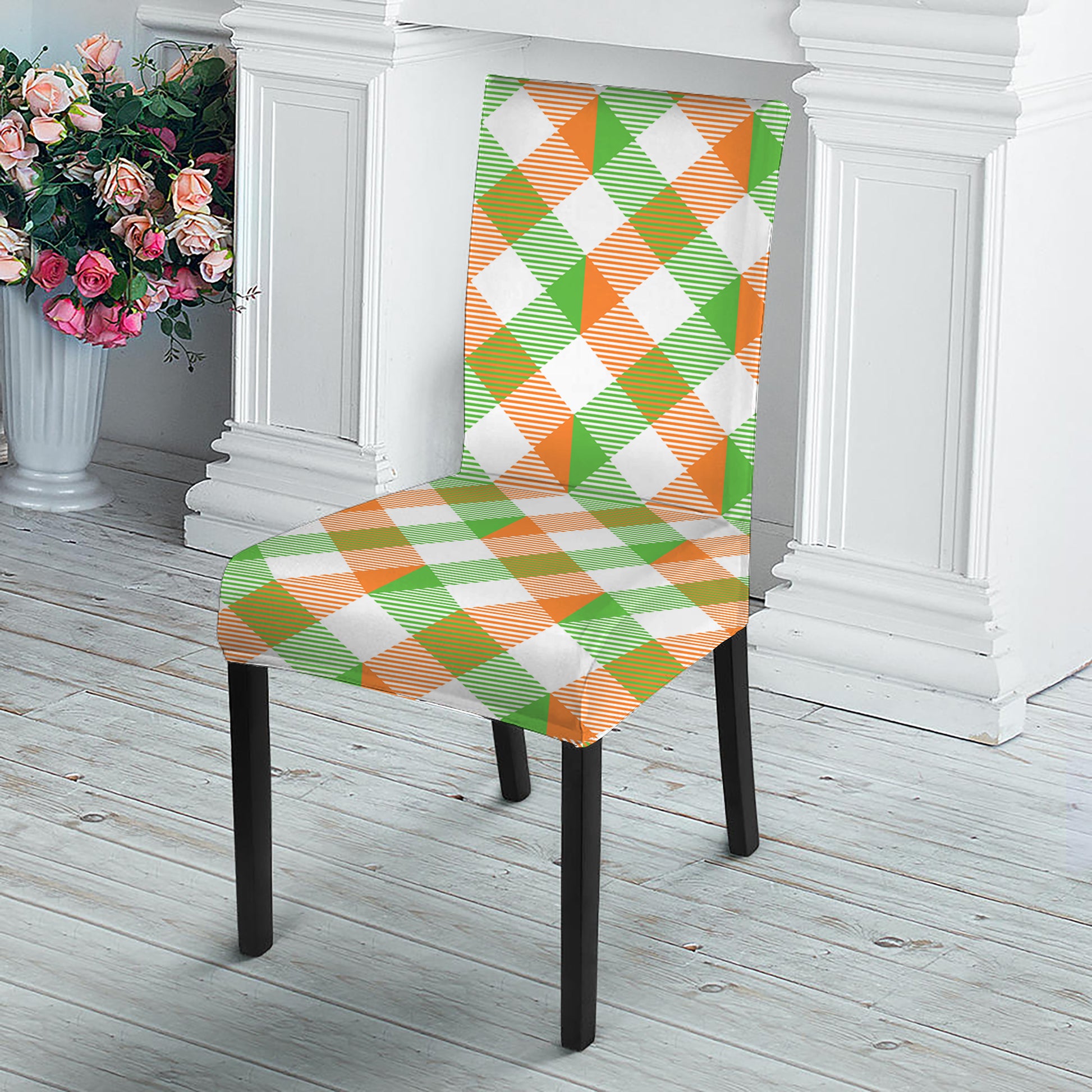 Irish Plaid Saint Patrick's Day Print Dining Chair Slipcover