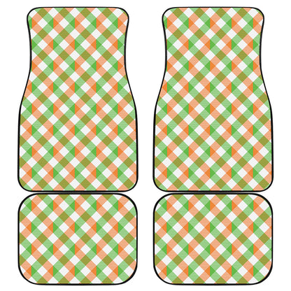 Irish Plaid Saint Patrick's Day Print Front and Back Car Floor Mats