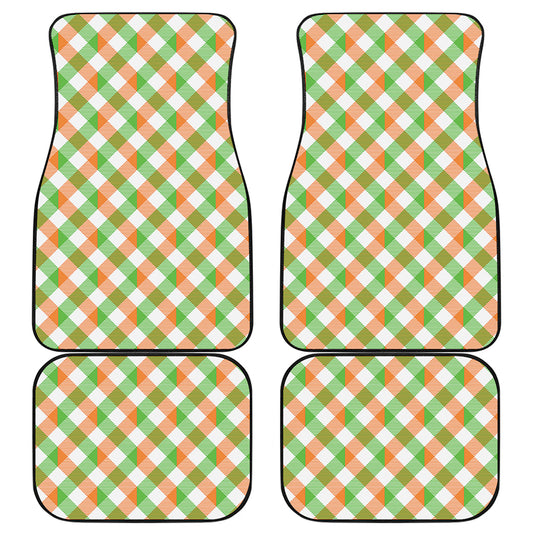 Irish Plaid Saint Patrick's Day Print Front and Back Car Floor Mats