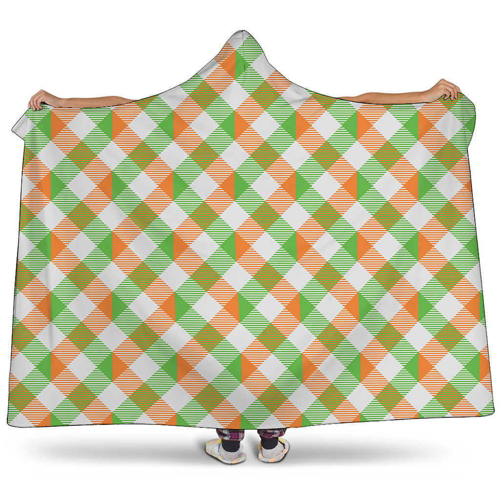 Irish Plaid Saint Patrick's Day Print Hooded Blanket