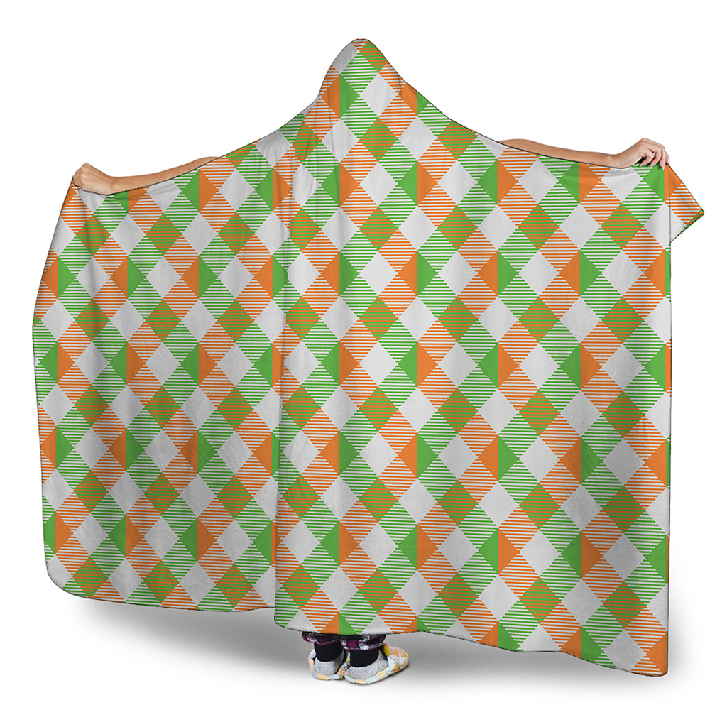 Irish Plaid Saint Patrick's Day Print Hooded Blanket