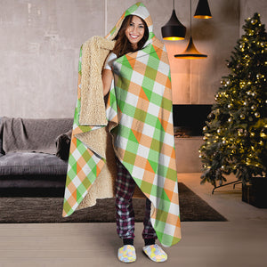 Irish Plaid Saint Patrick's Day Print Hooded Blanket