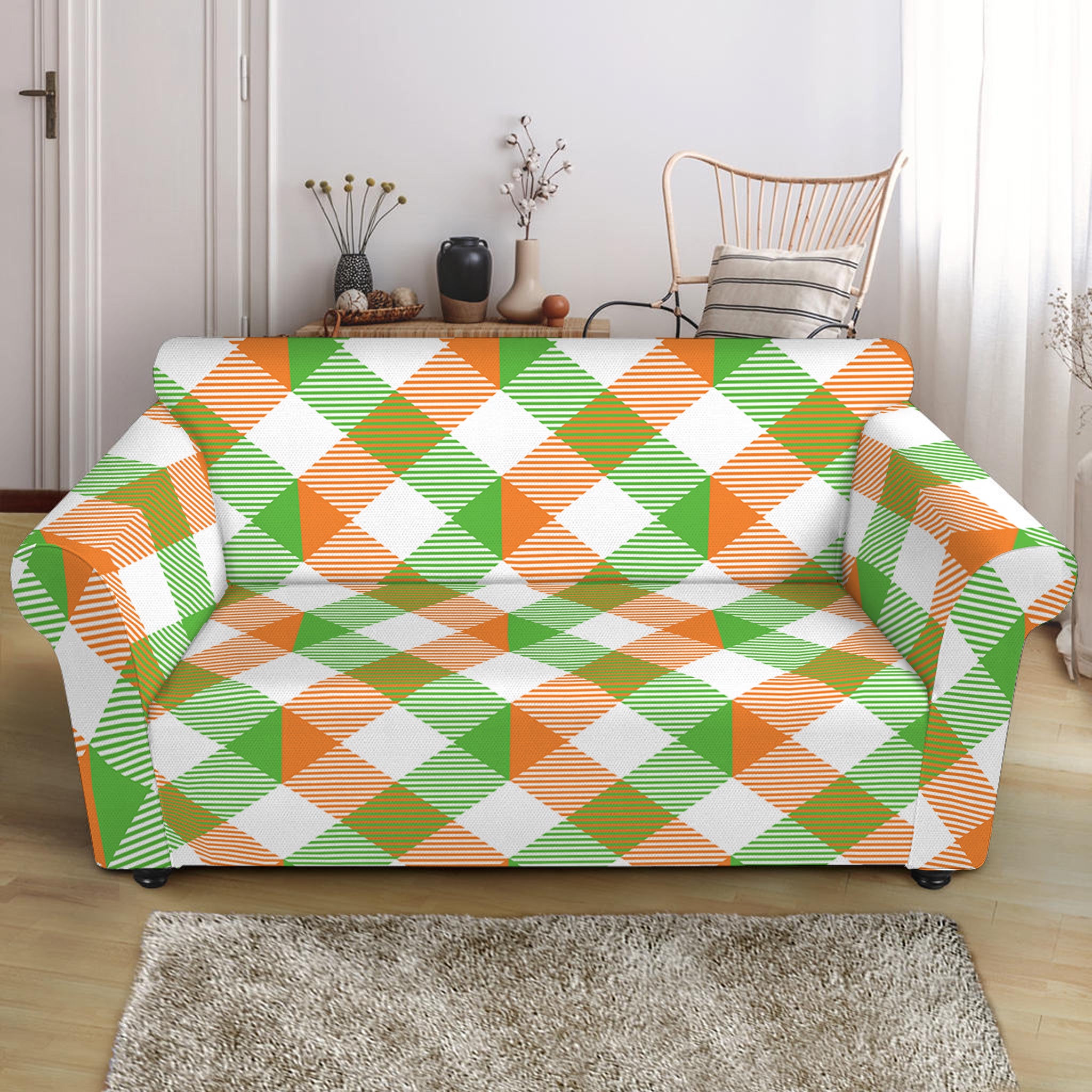 Irish Plaid Saint Patrick's Day Print Loveseat Slipcover