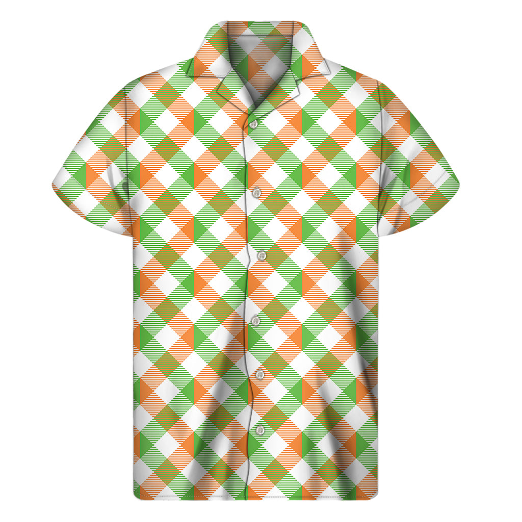 Irish Plaid Saint Patrick's Day Print Men's Short Sleeve Shirt