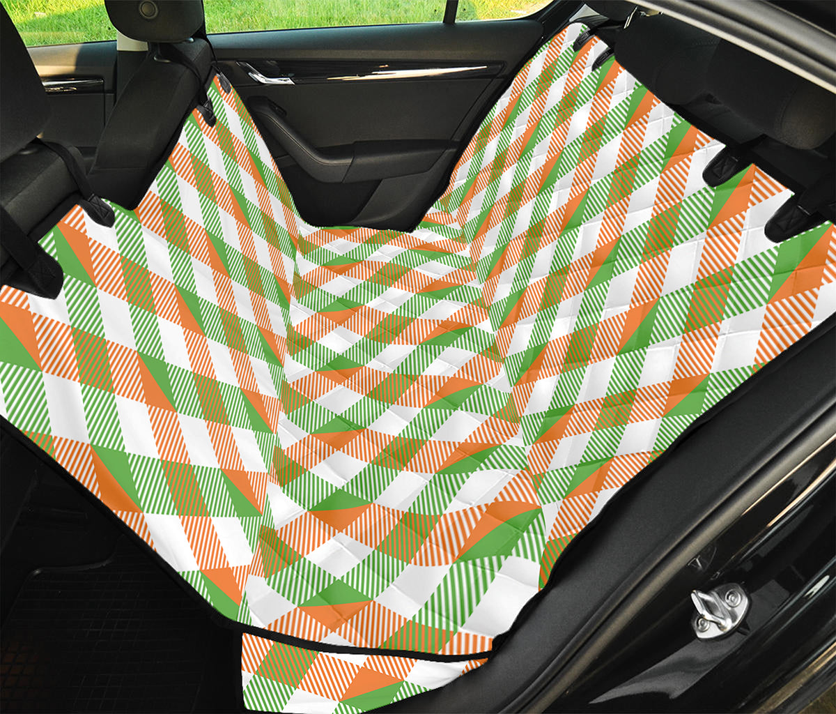 Irish Plaid Saint Patrick's Day Print Pet Car Back Seat Cover