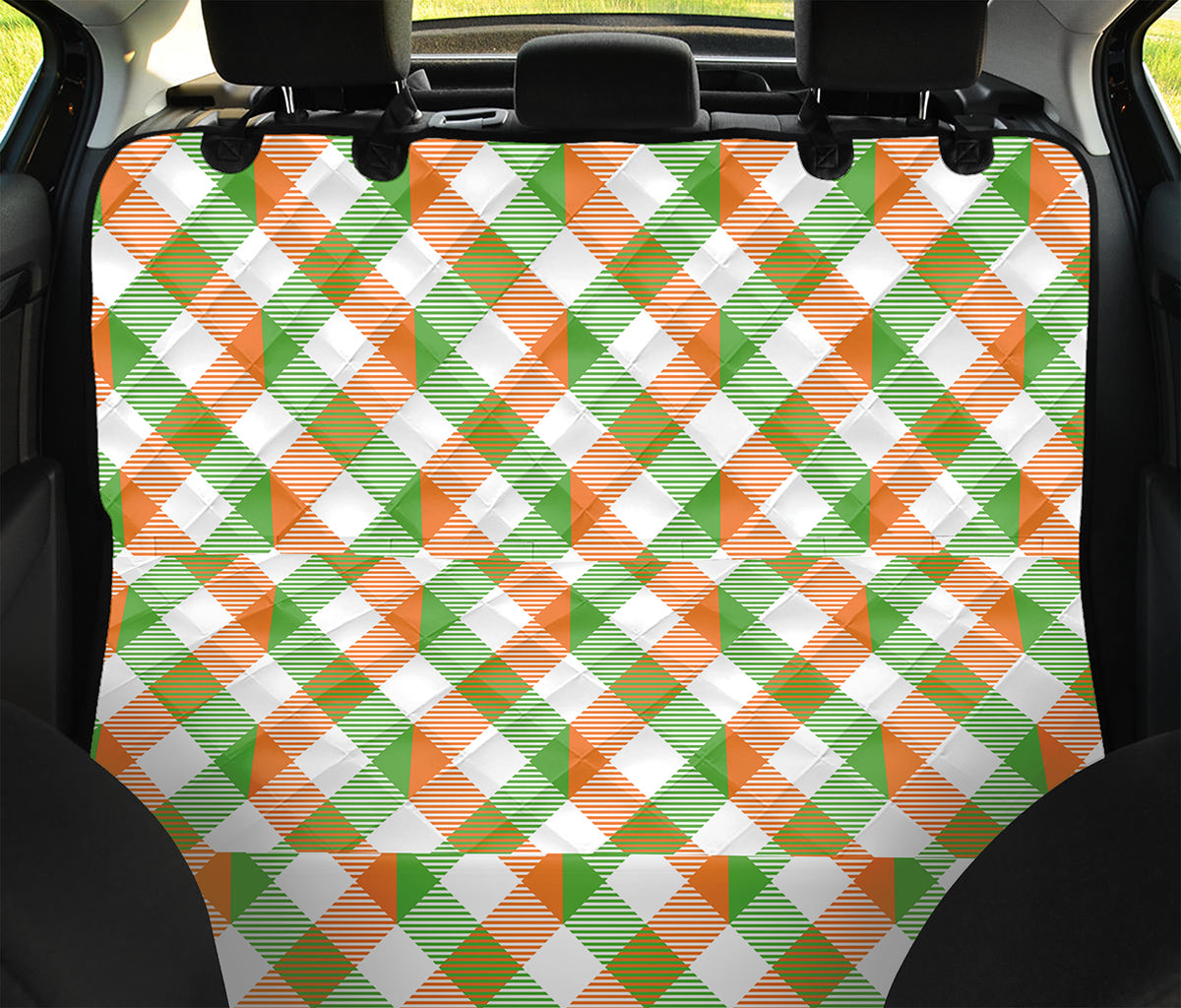 Irish Plaid Saint Patrick's Day Print Pet Car Back Seat Cover