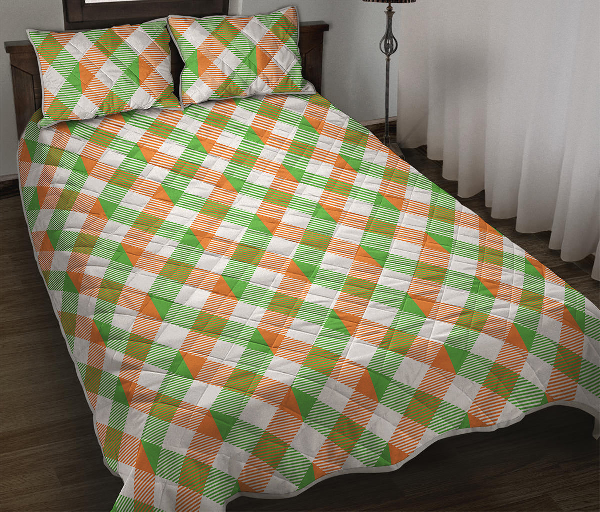 Irish Plaid Saint Patrick's Day Print Quilt Bed Set