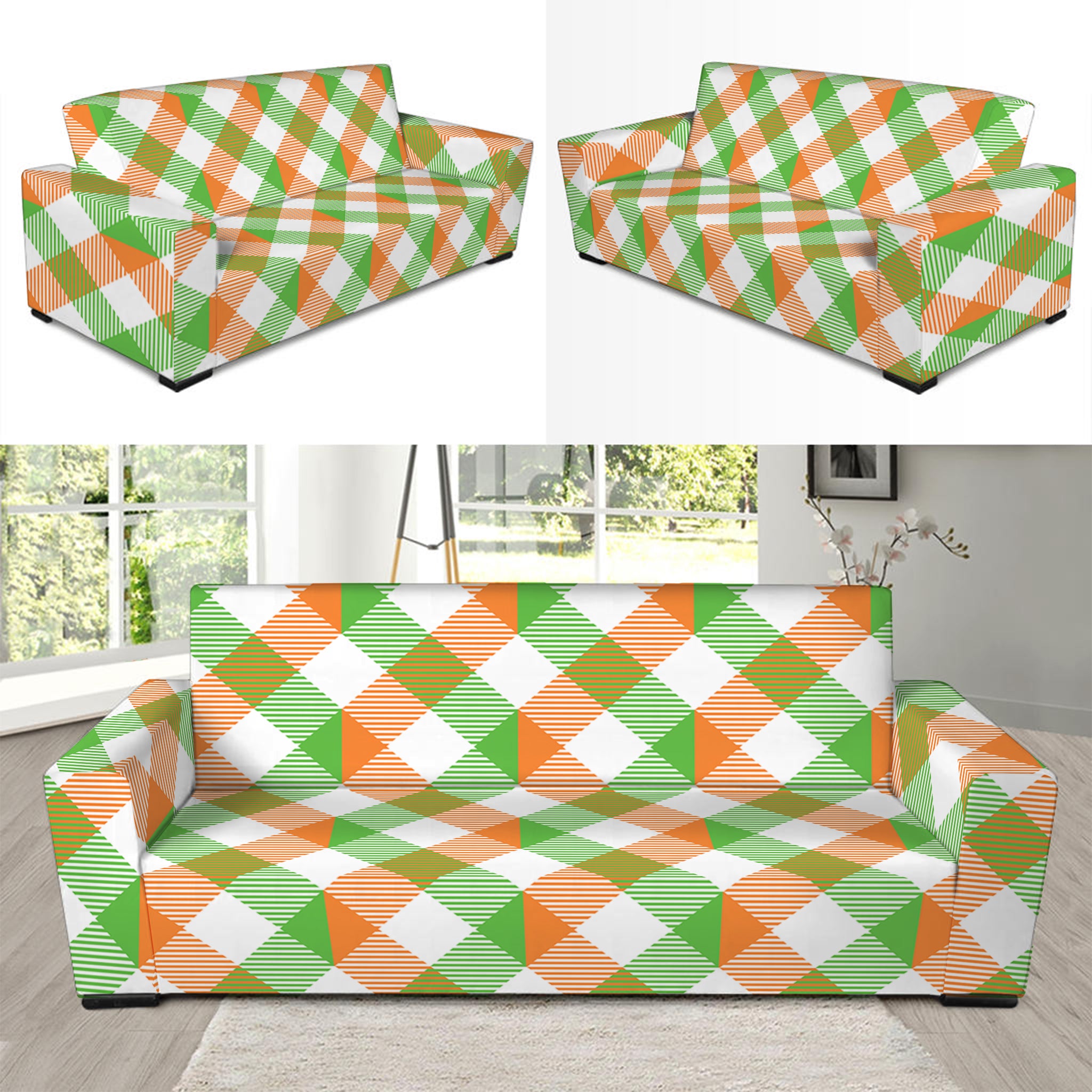 Irish Plaid Saint Patrick's Day Print Sofa Slipcover