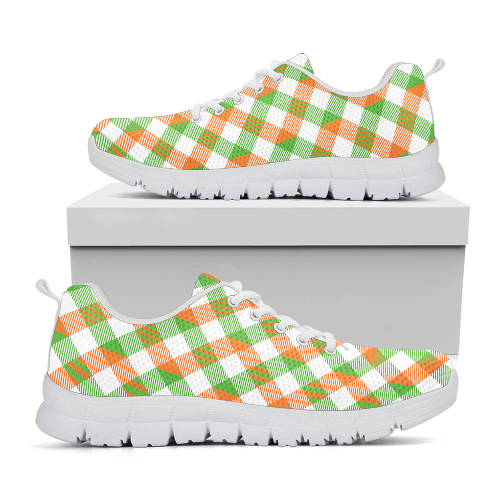 Irish Plaid Saint Patrick's Day Print White Sneakers