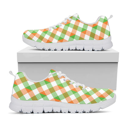Irish Plaid Saint Patrick's Day Print White Sneakers