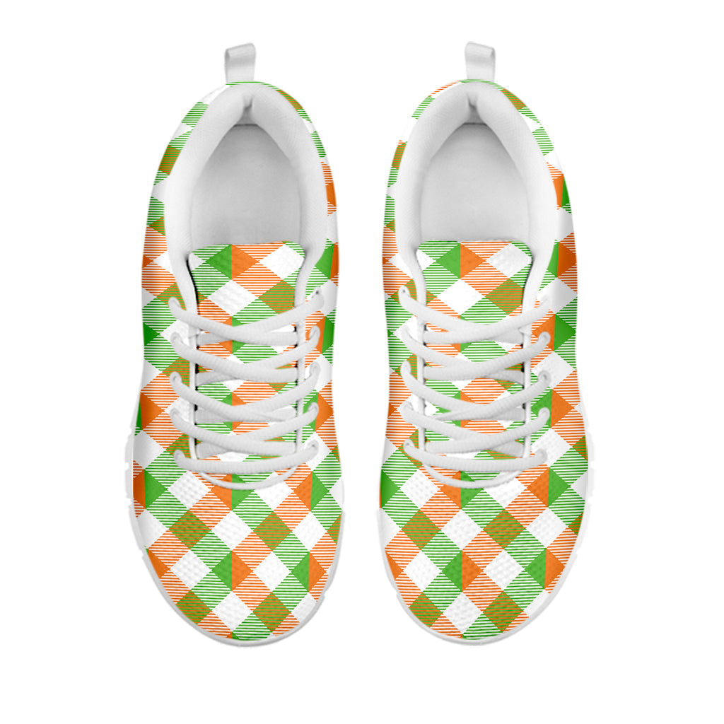 Irish Plaid Saint Patrick's Day Print White Sneakers