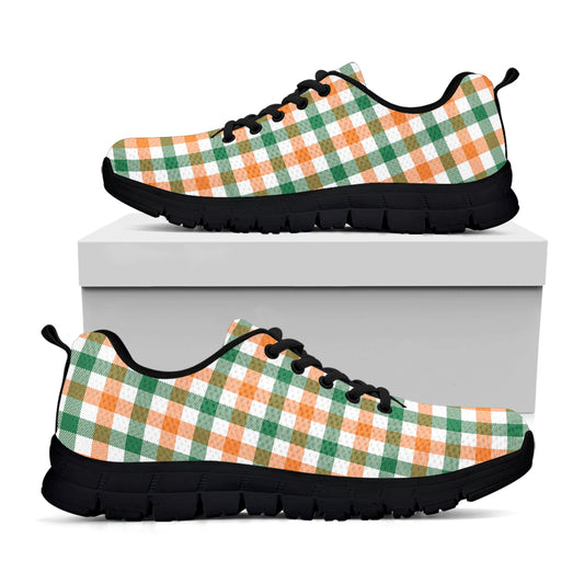 Irish Plaid St. Patrick's Day Print Black Sneakers