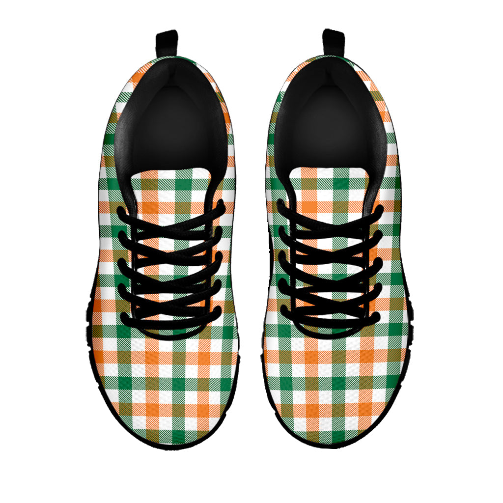 Irish Plaid St. Patrick's Day Print Black Sneakers