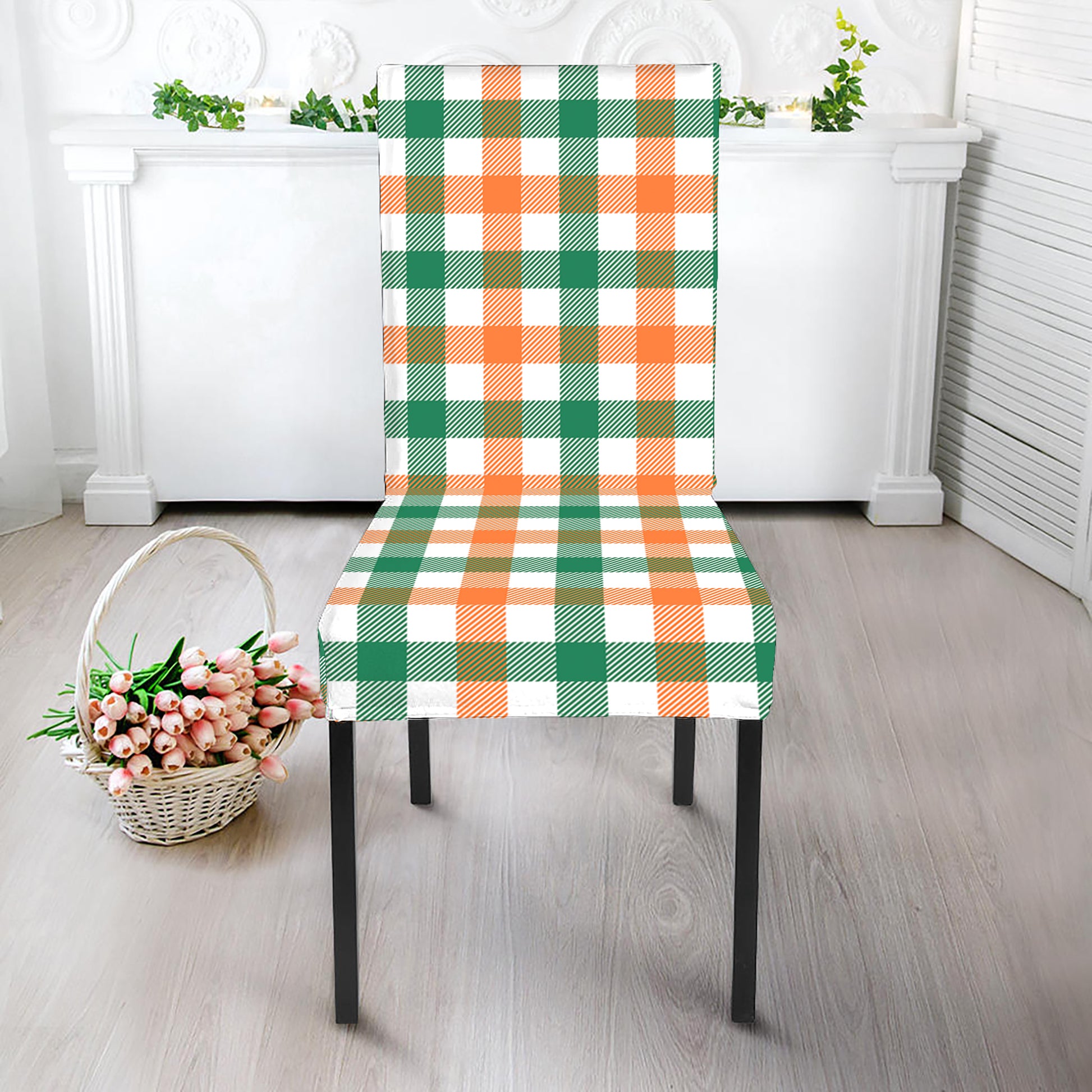 Irish Plaid St. Patrick's Day Print Dining Chair Slipcover