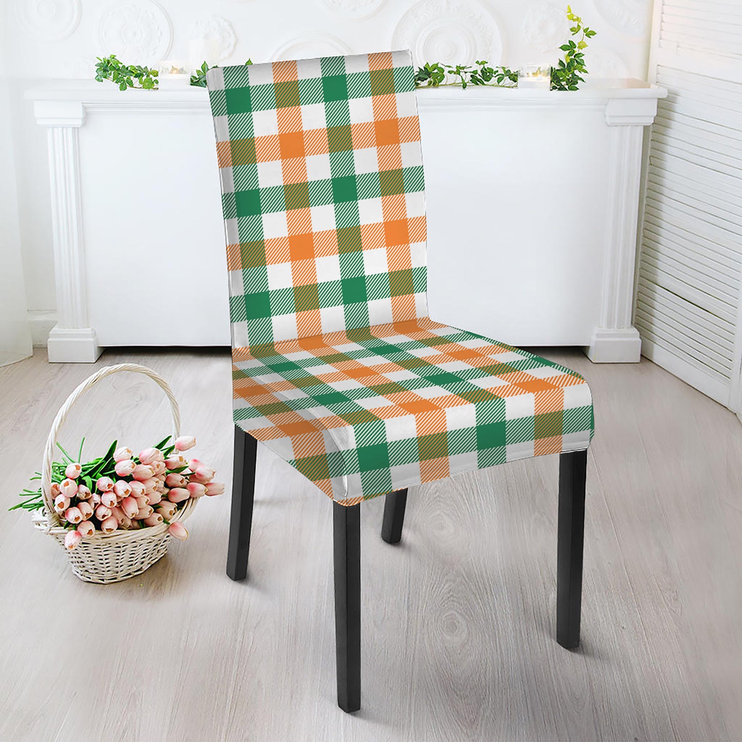 Irish Plaid St. Patrick's Day Print Dining Chair Slipcover