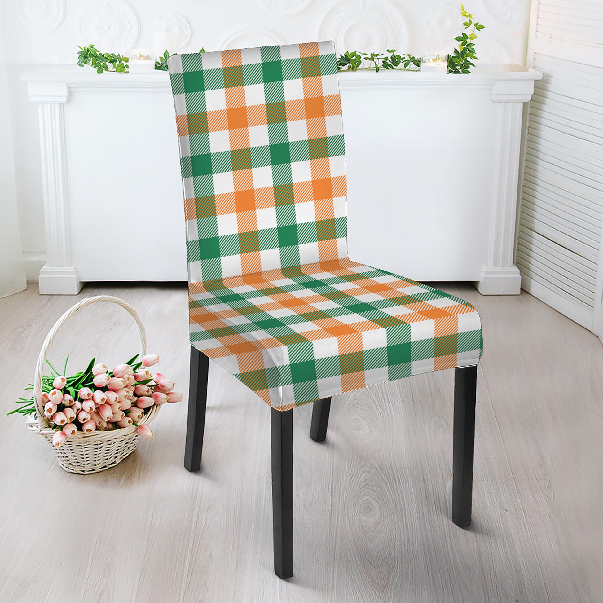 Irish Plaid St. Patrick's Day Print Dining Chair Slipcover