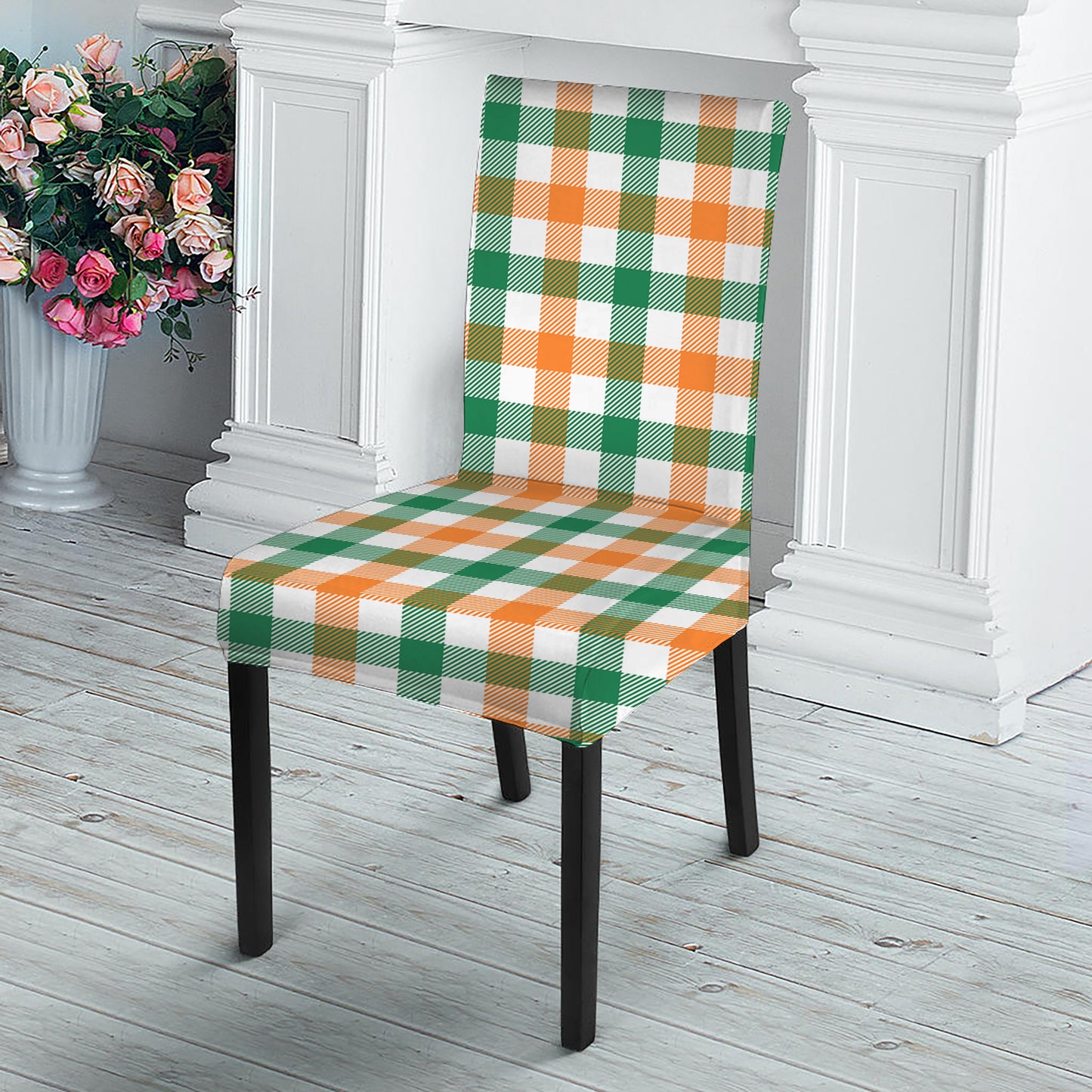 Irish Plaid St. Patrick's Day Print Dining Chair Slipcover