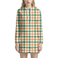 Irish Plaid St. Patrick's Day Print Pullover Hoodie Dress
