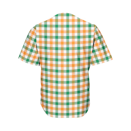 Irish Plaid St. Patrick's Day Print Men's Baseball Jersey