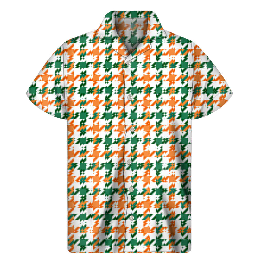 Irish Plaid St. Patrick's Day Print Men's Short Sleeve Shirt