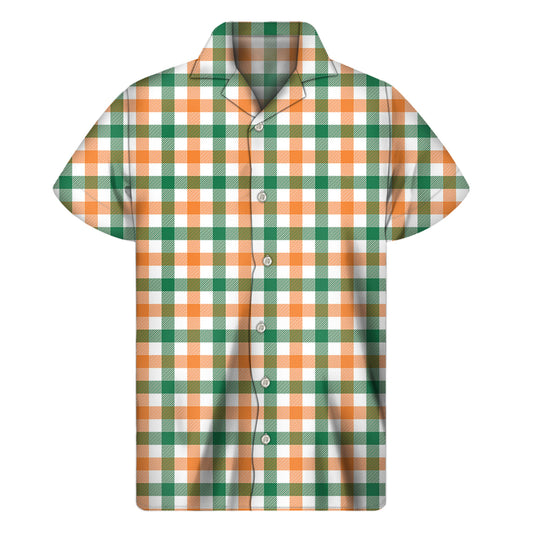 Irish Plaid St. Patrick's Day Print Men's Short Sleeve Shirt
