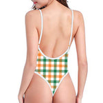 Irish Plaid St. Patrick's Day Print One Piece High Cut Swimsuit