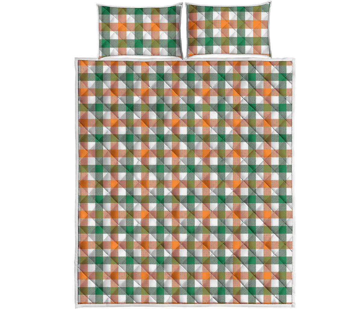 Irish Plaid St. Patrick's Day Print Quilt Bed Set